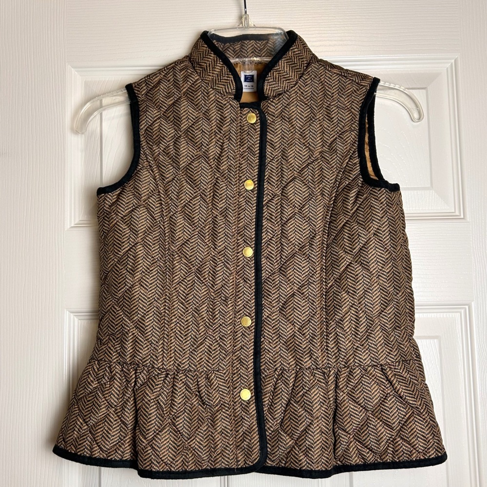 Janie and Jack Kids Girls Quilted Herringbone Ruffle Vest Size‎ 10 12